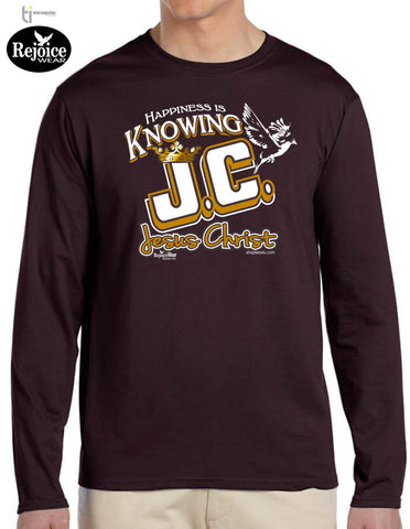 Happiness Is Knowing J.C. Jesus Christ Long Sleeve T-Shirt