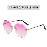 ZXWLYXGX 2022 Fashion Tea Gradient Sunglasses Women Ocean Water Cut Trimmed Lens Metal Temples Sun Glasses Female UV400