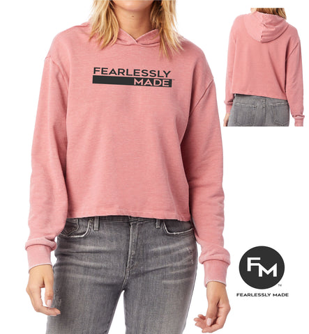 Fearlessly Made Ladies Burnout French Terry Cropped Pullover Hoodie